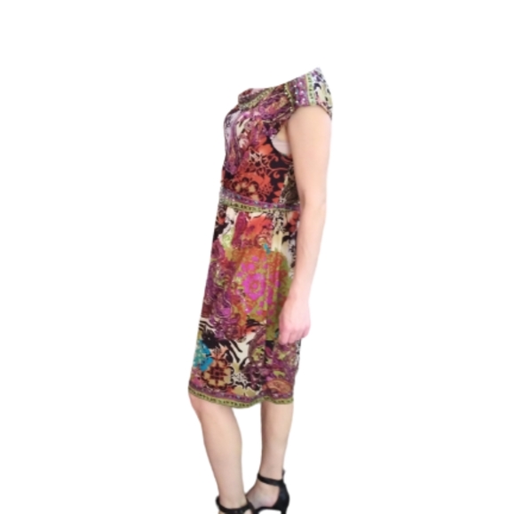 I.C.E Colorful Embellished Studded with Attached Belt and Cap Sleeve Dress - Picture 3 of 10
